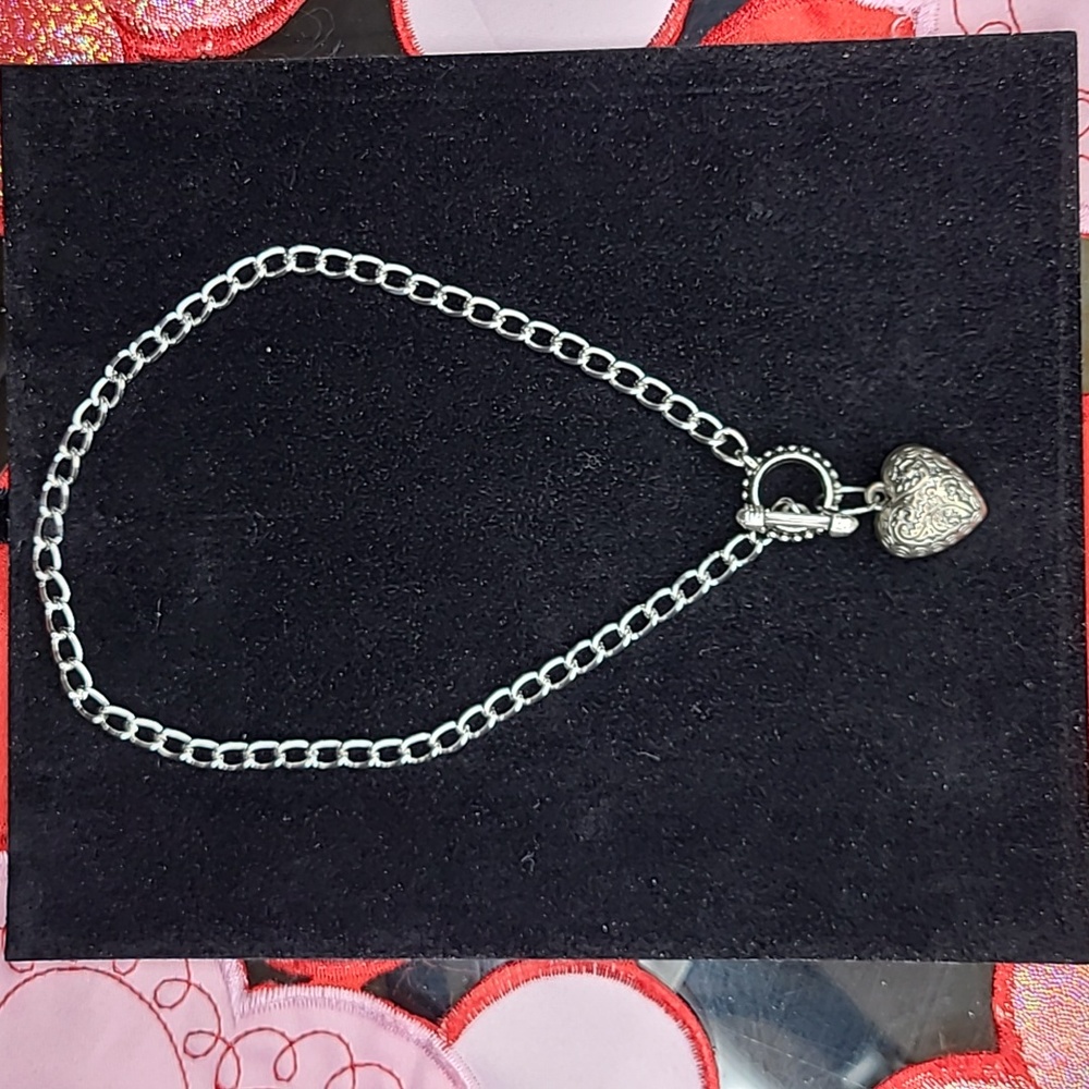Valentine's Choker Necklace Silver Tone Vintage Heart Light Unique Gift Love Fun